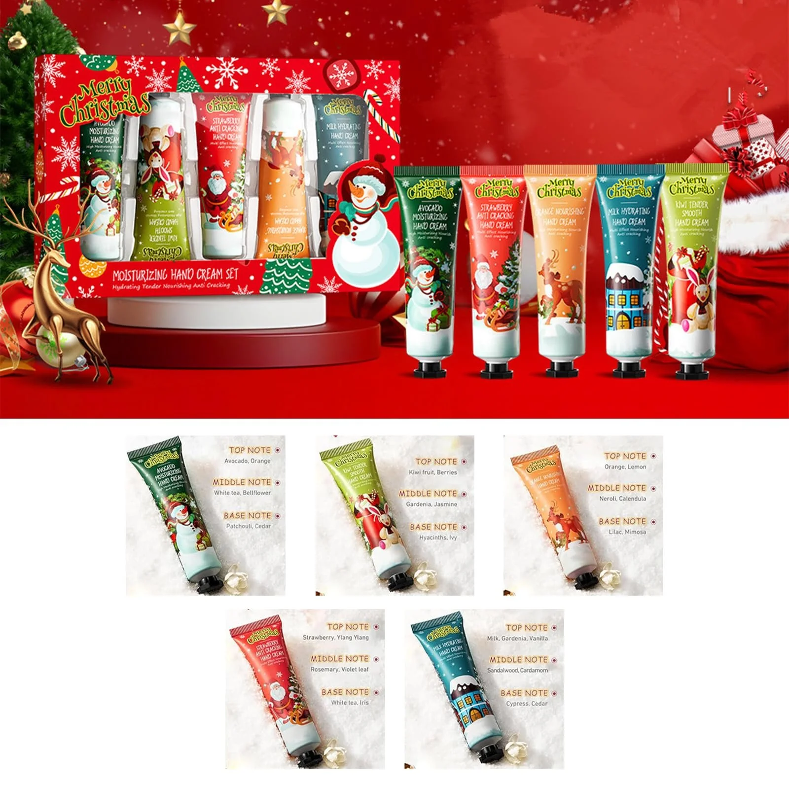 Набір Різдвяних Кремів для Рук, Міні-набір, 5 шт, фото №2