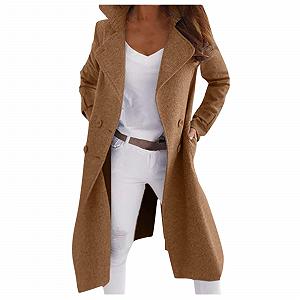 Женская куртка-пиджак Шерстяное пальто Длинное с длинными рукавами - Фото 1