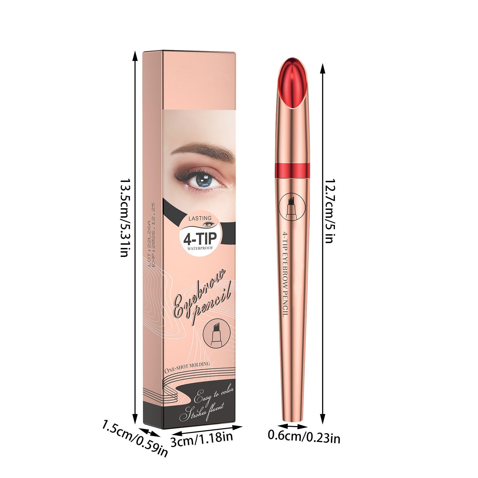 Карандаш для бровей 4-Tip Micro Blade 1 шт. 0.4 мл Blush Powder золото, фото №6