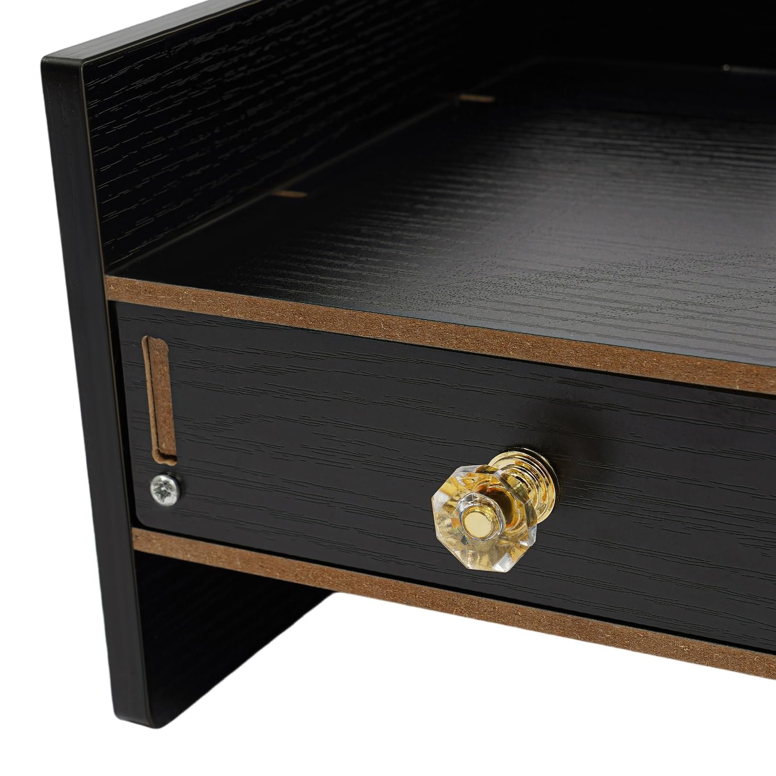 Підставка для монітора для комп'ютерного столу з 3 шухлядами, чорна, МДФ, регульована по висоті, фото №9