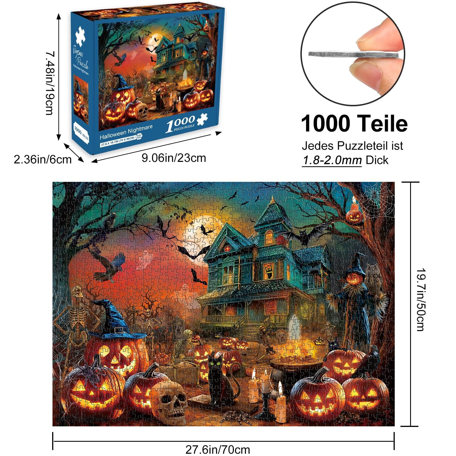 Пазл 1000 деталей для взрослых Halloween Nightmare Scary Ghost 70 x 50 см, фото №2 Пазл 1000 деталей для взрослых Halloween Nightmare Scary Ghost 70 x 50 см, фото №2