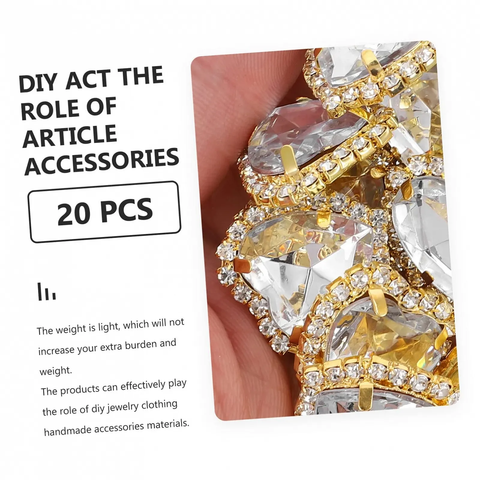 Пришивные кристаллы Lurrose Сердце, 20 шт, фото №7