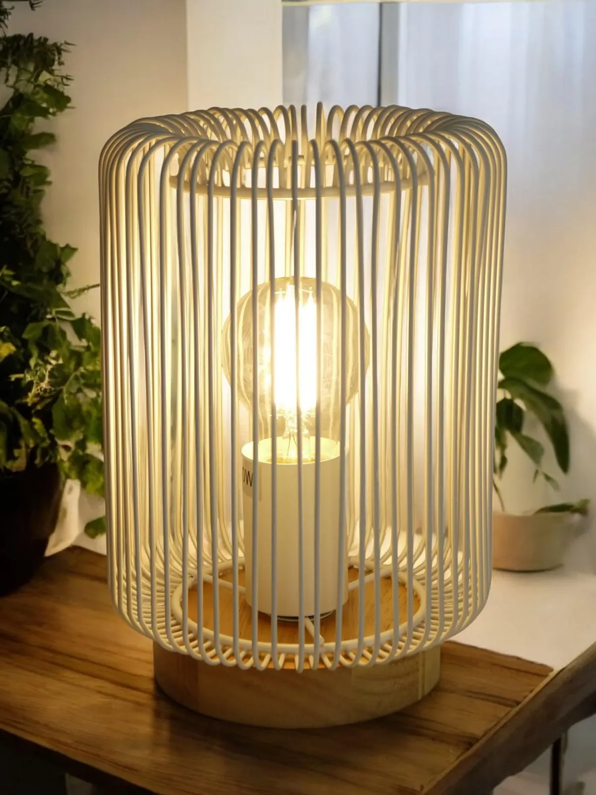 Настільна лампа Dapo Jana метал / дерево біла, фото №2