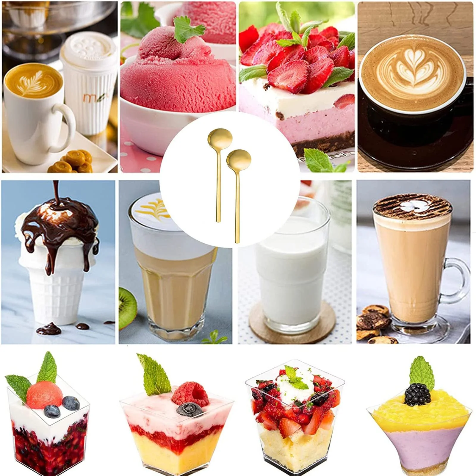 Набір з 12 золотих кавових ложок, дзеркально відполіровані, фото №4