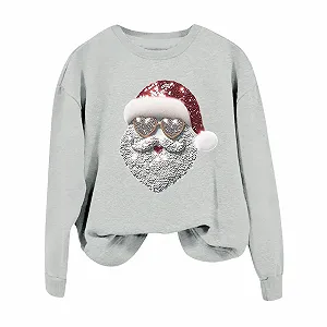 Рождественский джемпер Женская элегантная рубашка с длинными рукавами Милый джемпер Рождественский принт Джемпер Рождественская рубашка Рождественский джемпер Счастливого Рождества Вязаный джемпер Подростковый Рождественский наряд для девушек Рождество - Фото 1