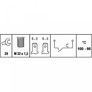 Термовыключатель вентилятора радиатора HELLA 6ZT 007 800-061 synthetic.ua - Фото 1