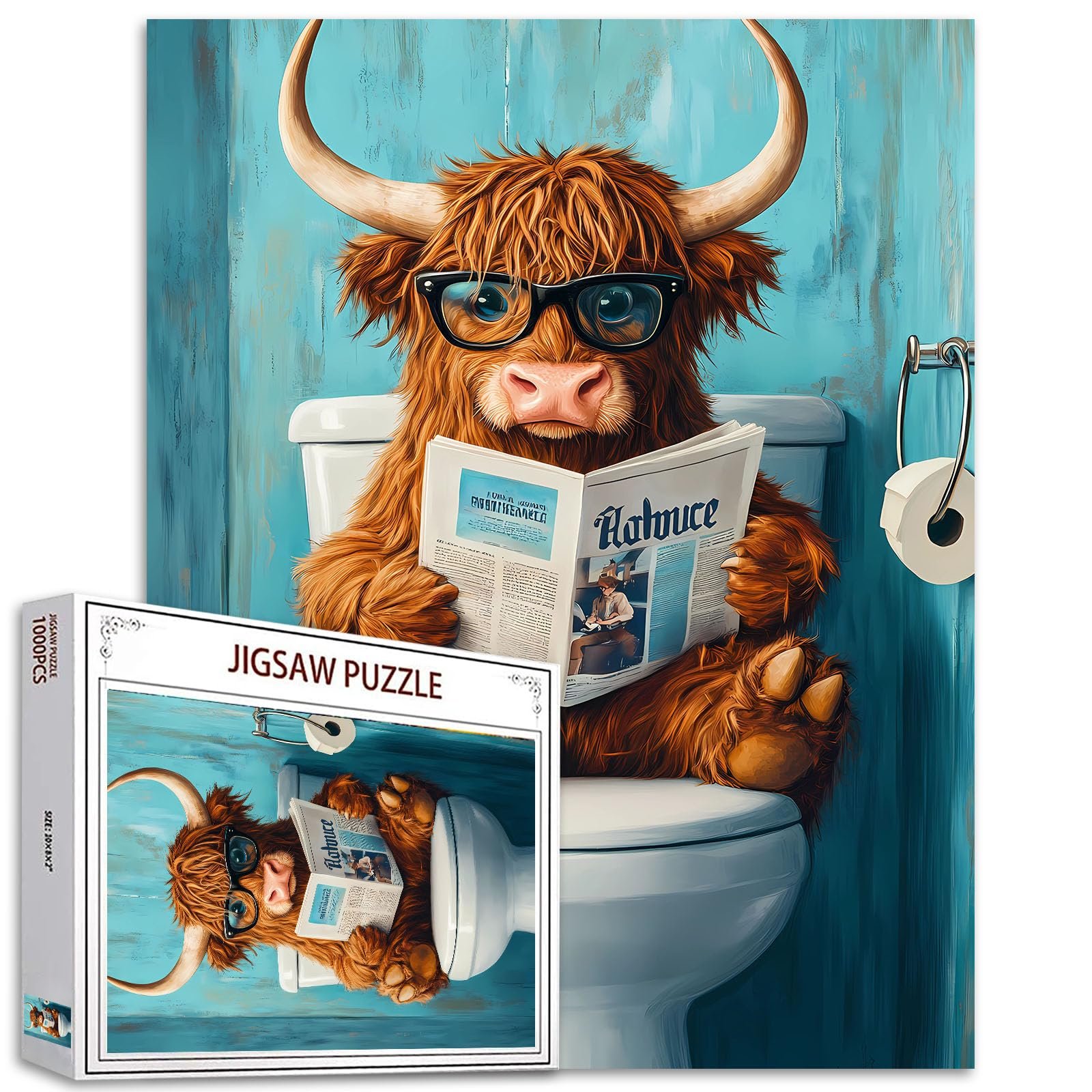 Пазлы Tucocoo Highland Cow Toilet Seat 1000 элементов 50 x 70 см, фото №1