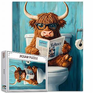 Пазлы Tucocoo Highland Cow Toilet Seat 1000 элементов 50 x 70 см - Фото 1