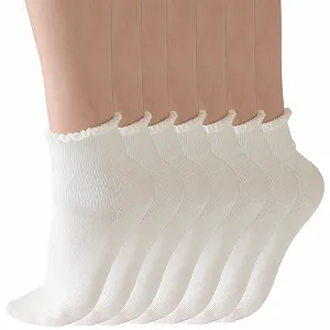 Жіночі шкарпетки з рюшами Білий, 8 пар, розмір 36-41 - Фото 1