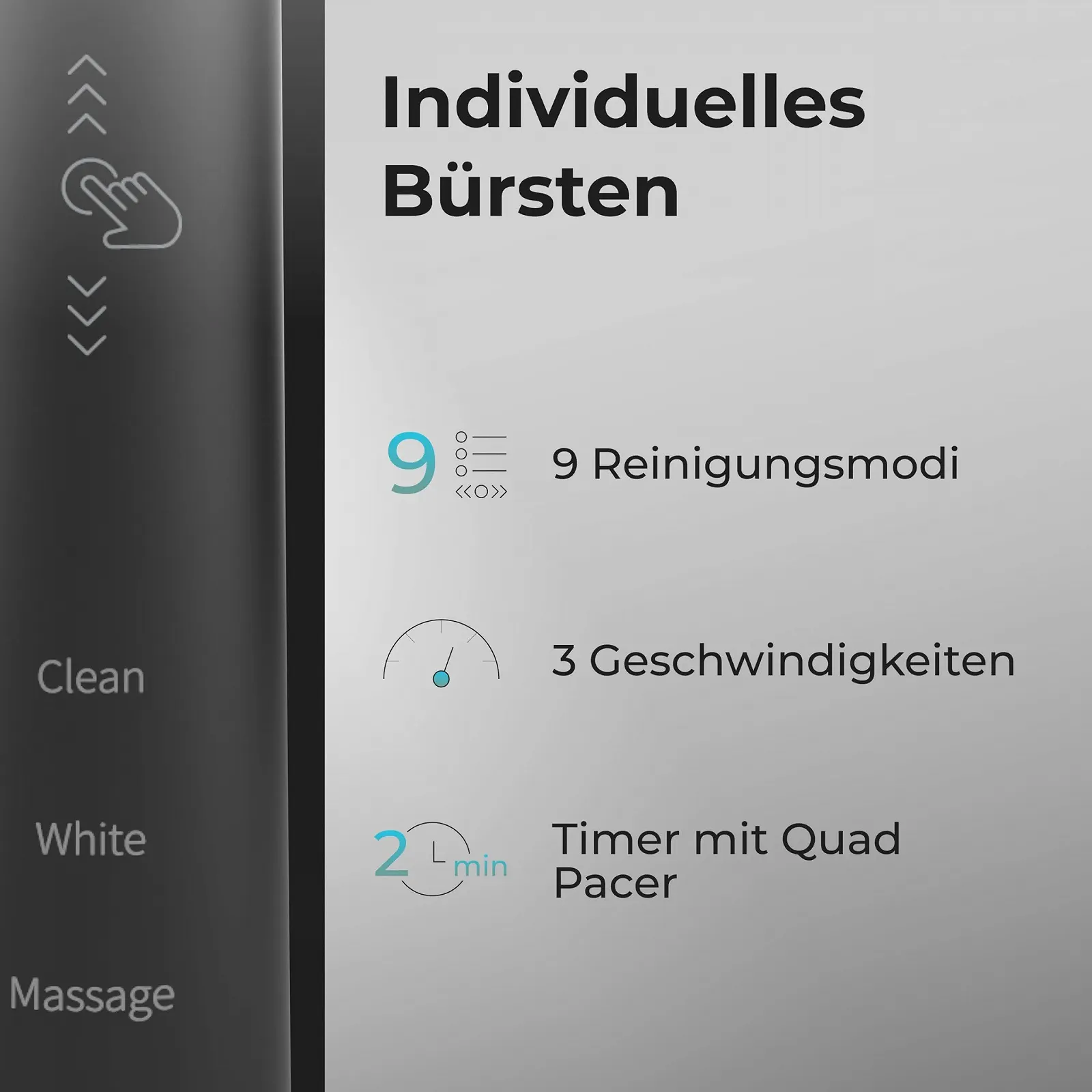 Звуковая электрическая зубная щетка AENO DB4 9 режимов 46 000 кол/мин, фото №3