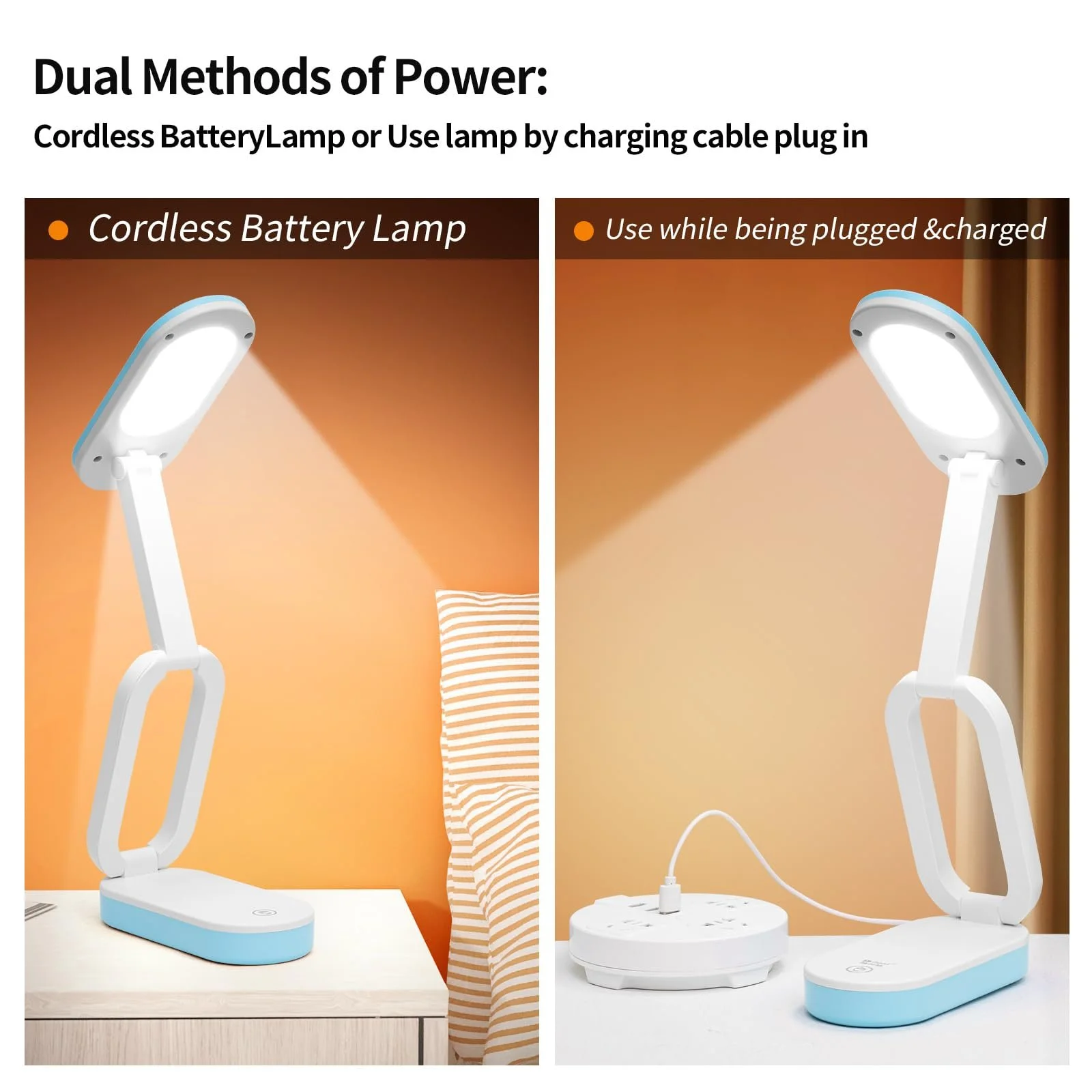 Настільна лампа Складана Акумуляторна 2400 мАг 3 кольори 10 рівнів яскравості Dimmable Чорна, фото №3