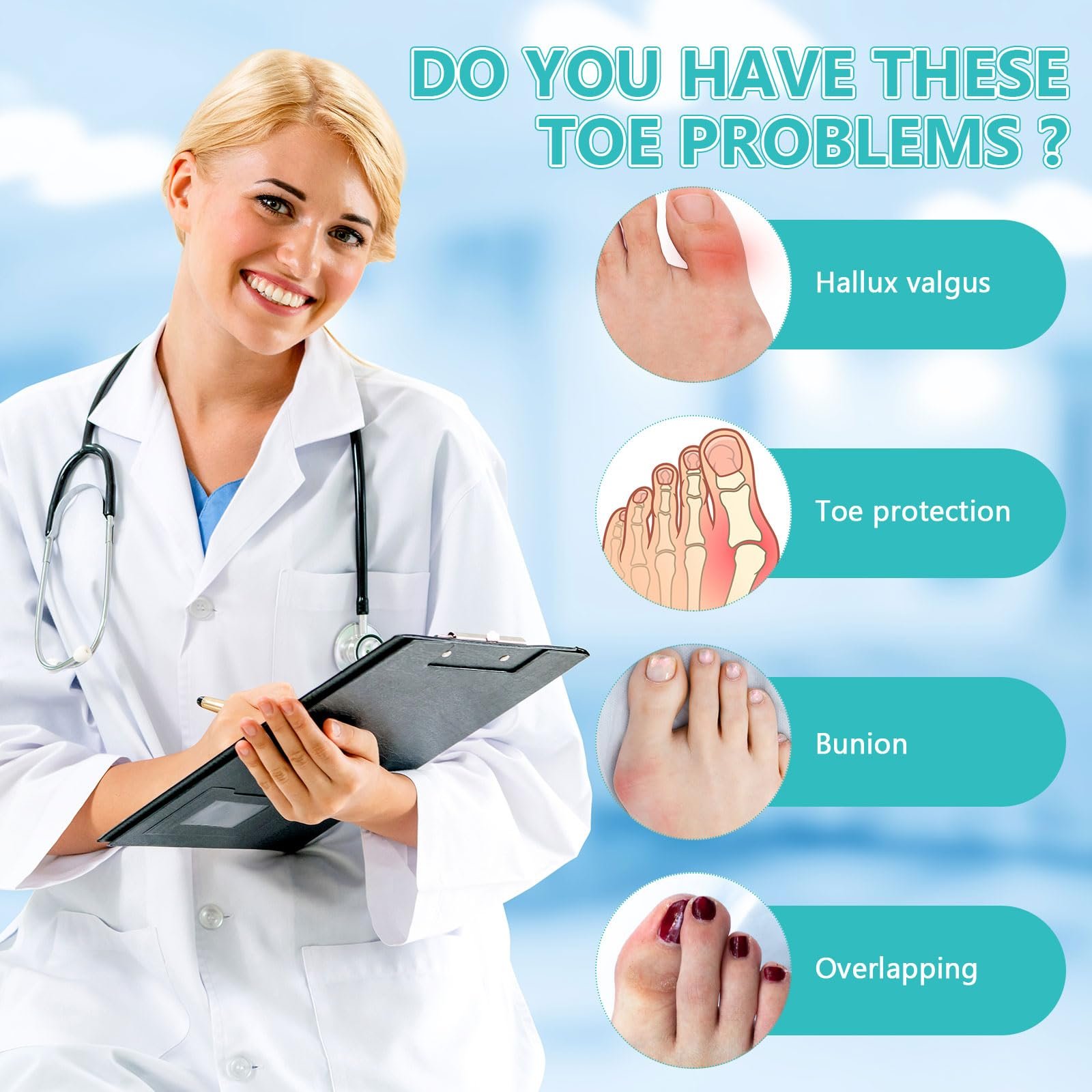 Шина Hallux Valgus Rosenice з роздільником для пальців і гелевою подушечкою, 2 шт., фото №4