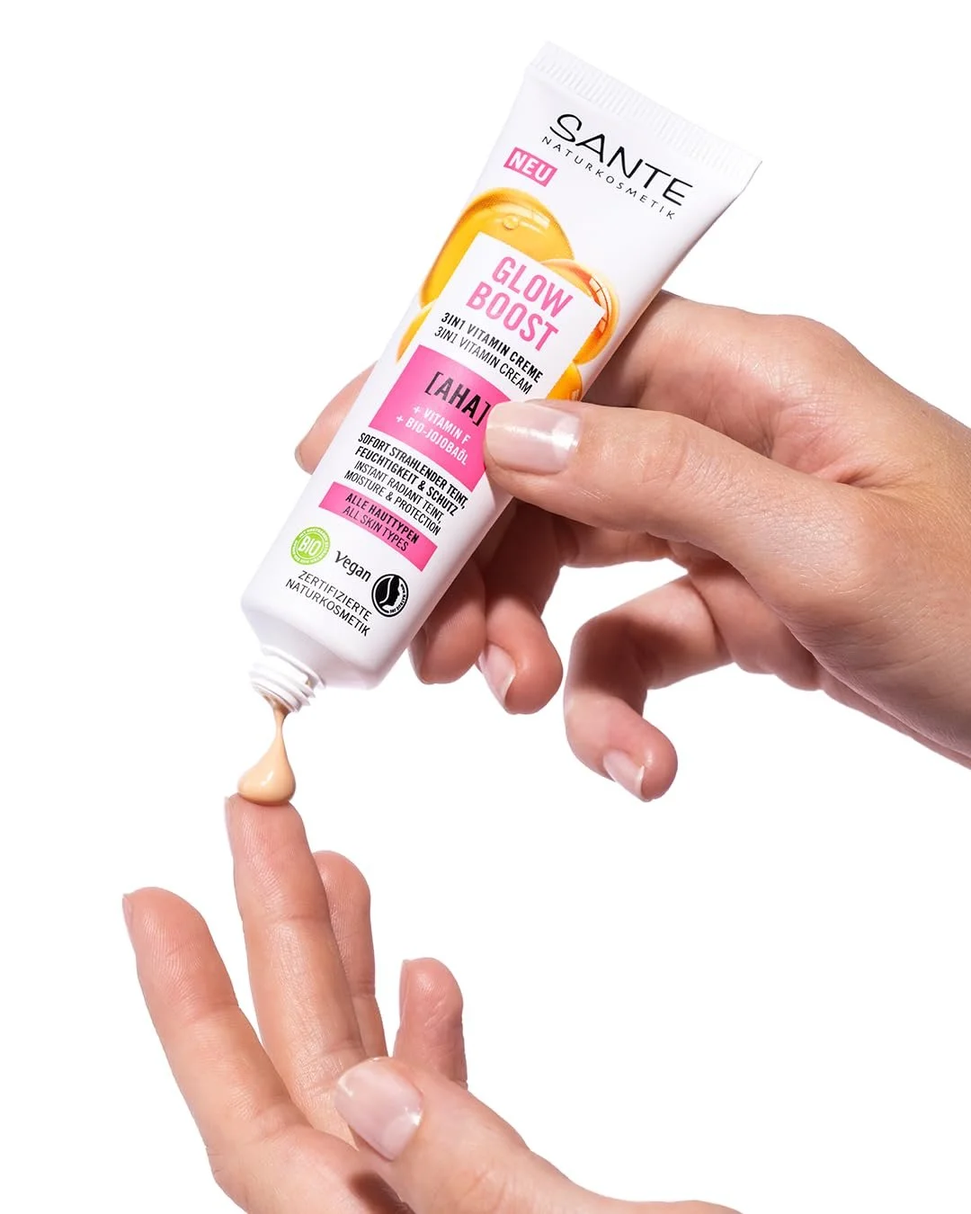 Вітамінний крем для обличчя SANTE Naturkosmetik Glow Boost 3-in-1 з AHA, вітаміном F та органічною олією жожоба 30 мл, фото №5 Вітамінний крем для обличчя SANTE Naturkosmetik Glow Boost 3-in-1 з AHA, вітаміном F та органічною олією жожоба 30 мл, фото №5
