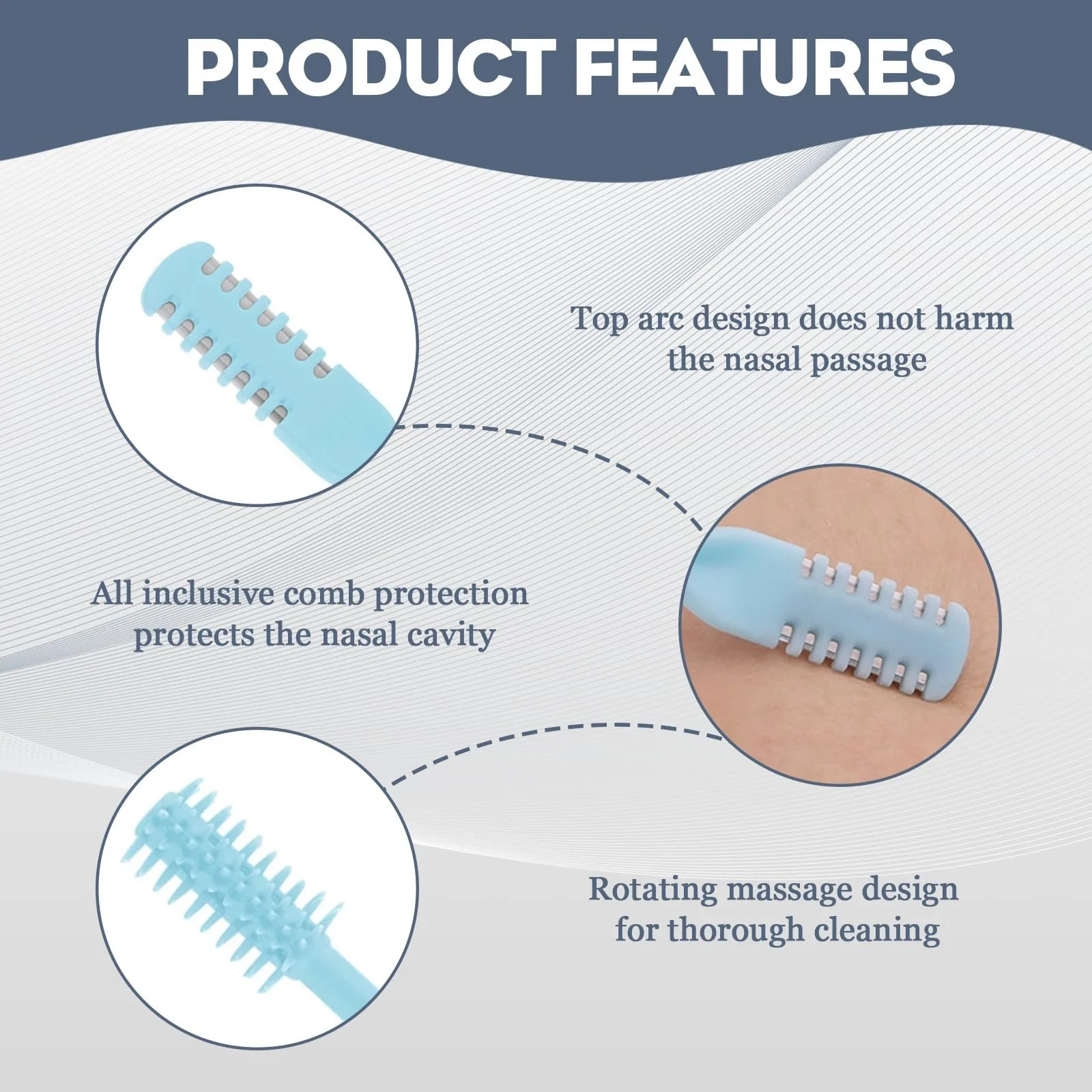 Тример XoeLLe Pack of 8 для носових волосків Ручний з обертовою щіткою (Синій, Жовтий), фото №3