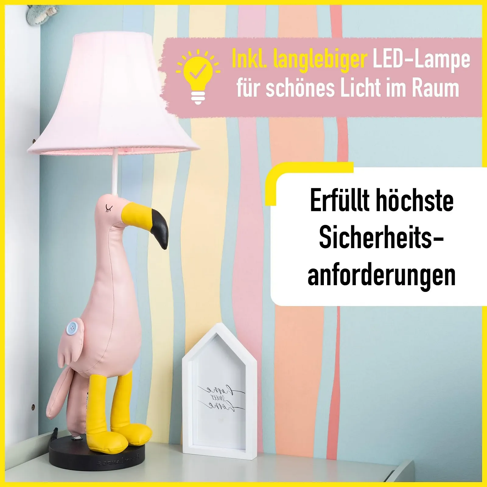 Настільна лампа Happy Lamps Mingo Flamingo LED 77 см Веганська шкіра Ручна робота, фото №4