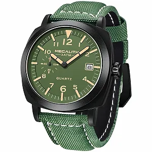 Часы MEGALITH Водонепроницаемые Мужские Аналоговые Кварцевые Наручные Часы Серебряные Военные Спортивные Уличные - Фото 1