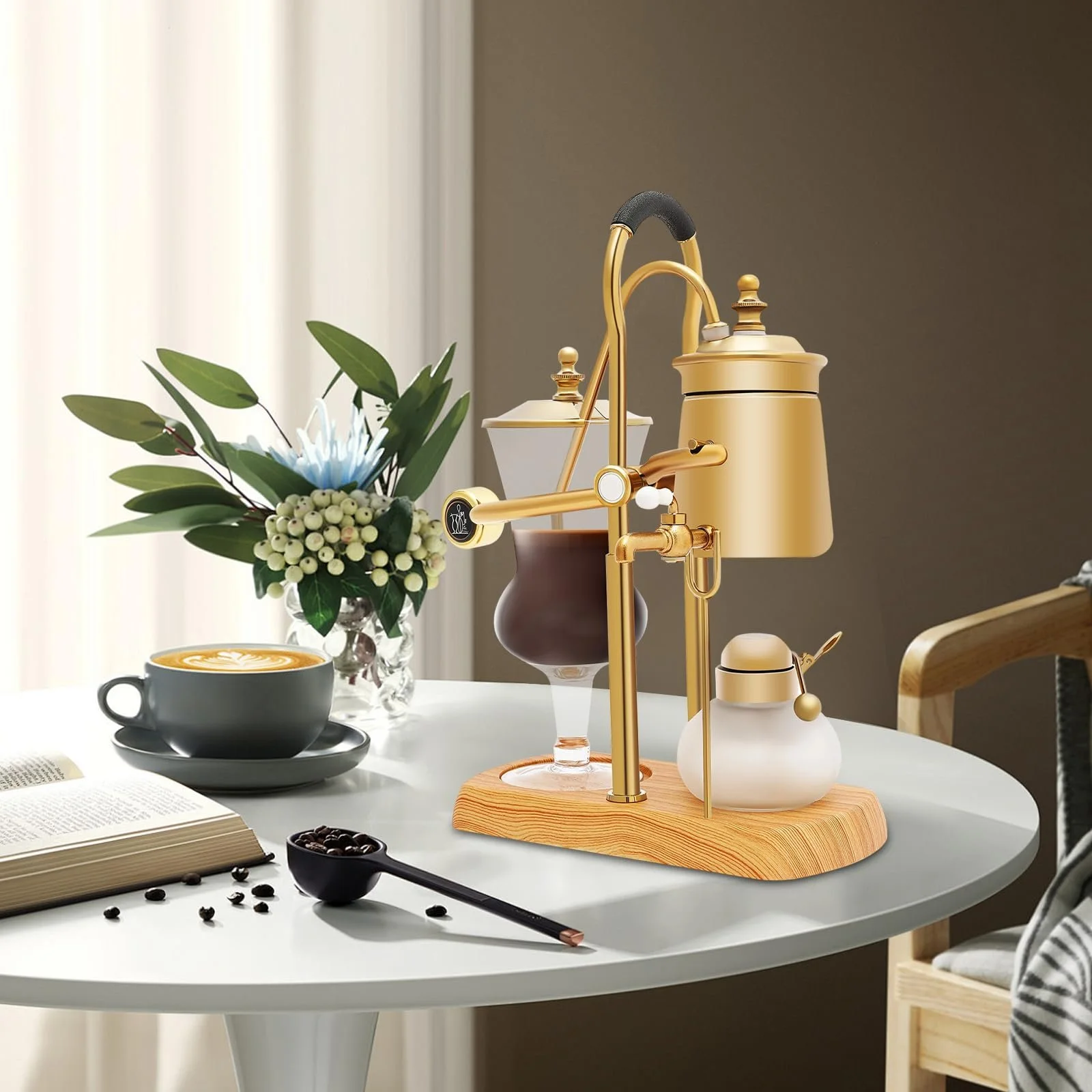 Сифонная кофеварка Belgian Royal Family Balance Siphon 400 мл Retro Золотая, фото №2