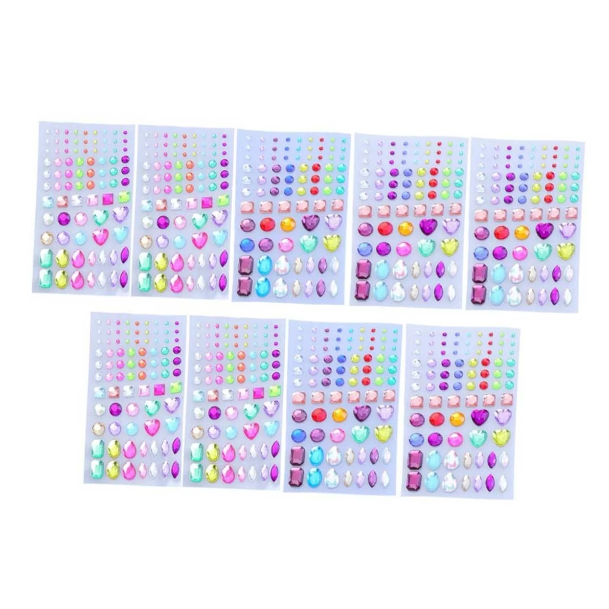 Стразы Акриловые Lurrose 15 листов Самоклеящиеся Блестящие Камни Разноцветные, фото №6