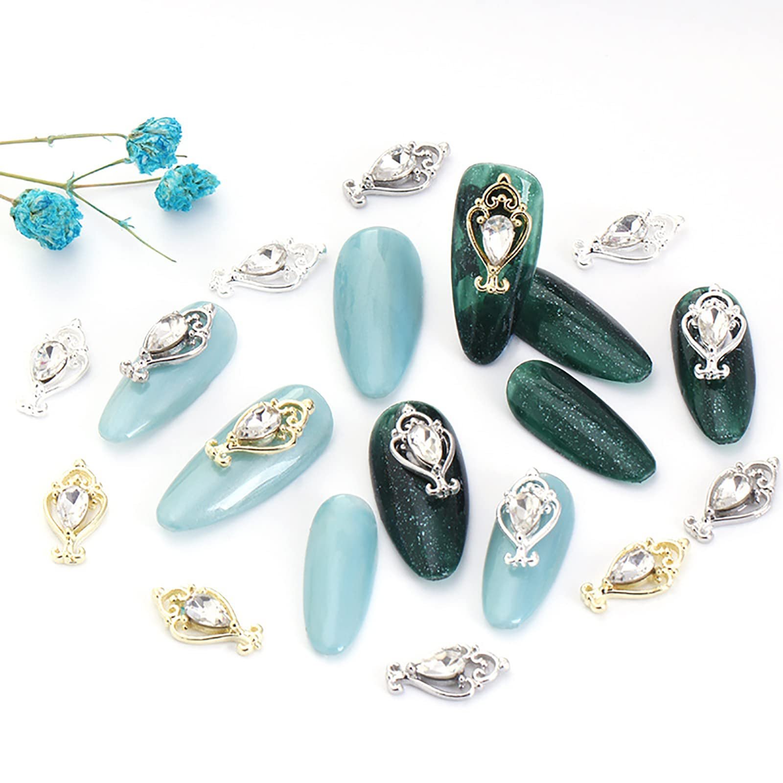 Стрази для дизайну нігтів Металеві сріблясті 10 шт, фото №3