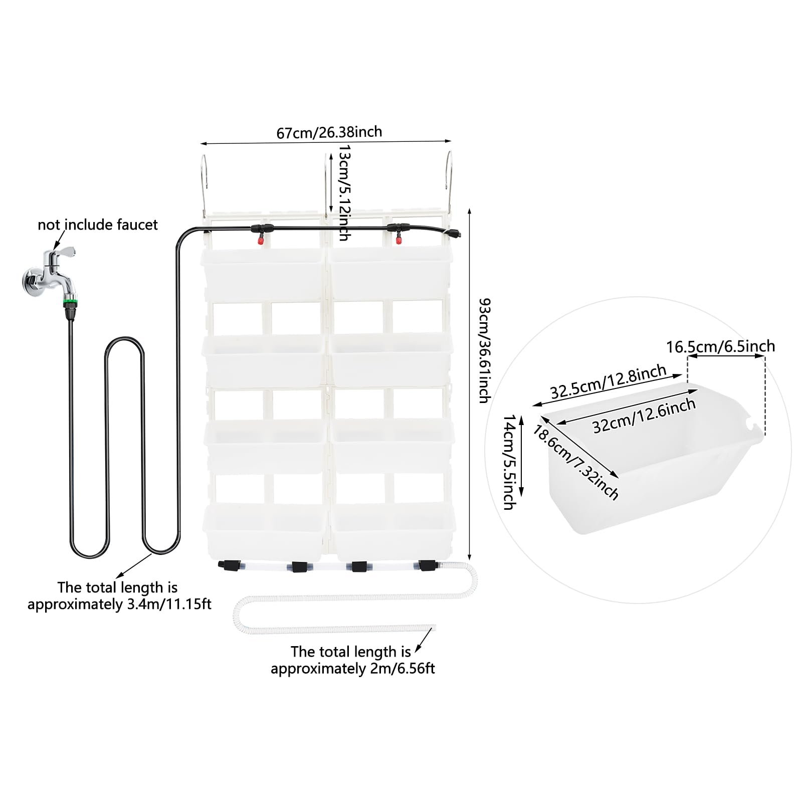 Підвісний вертикальний вазон Madelynn 67 x 18,6 x 93 см З дренажним шлангом та 8 горщиками, фото №2 Підвісний вертикальний вазон Madelynn 67 x 18,6 x 93 см З дренажним шлангом та 8 горщиками, фото №2