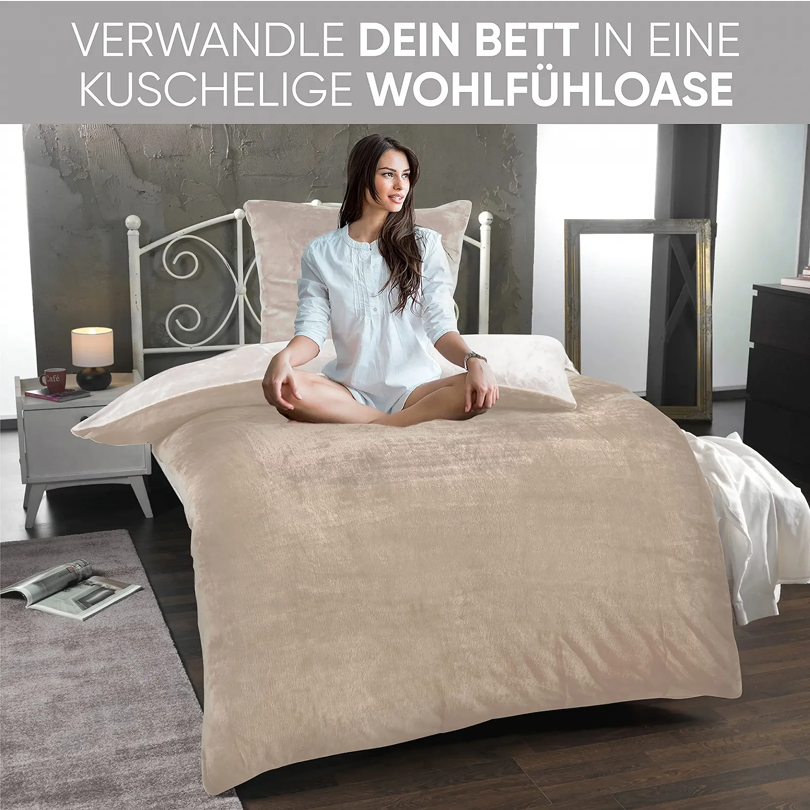 Постільна білизна Kuscheli Зима Плюш 135 x 200 см Реверсивний Кашемір Фліс Підодіяльник Наволочка, фото №5