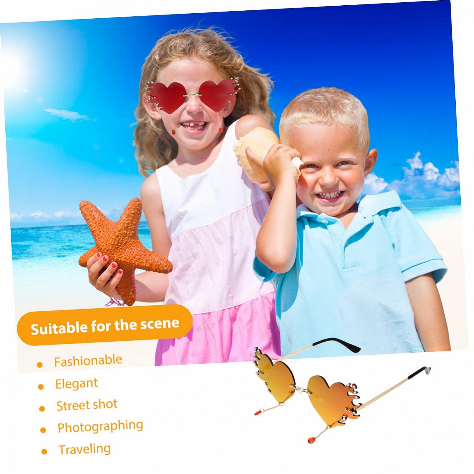 Солнцезащитные очки Сердце Без оправы Модные декоративные, фото №6