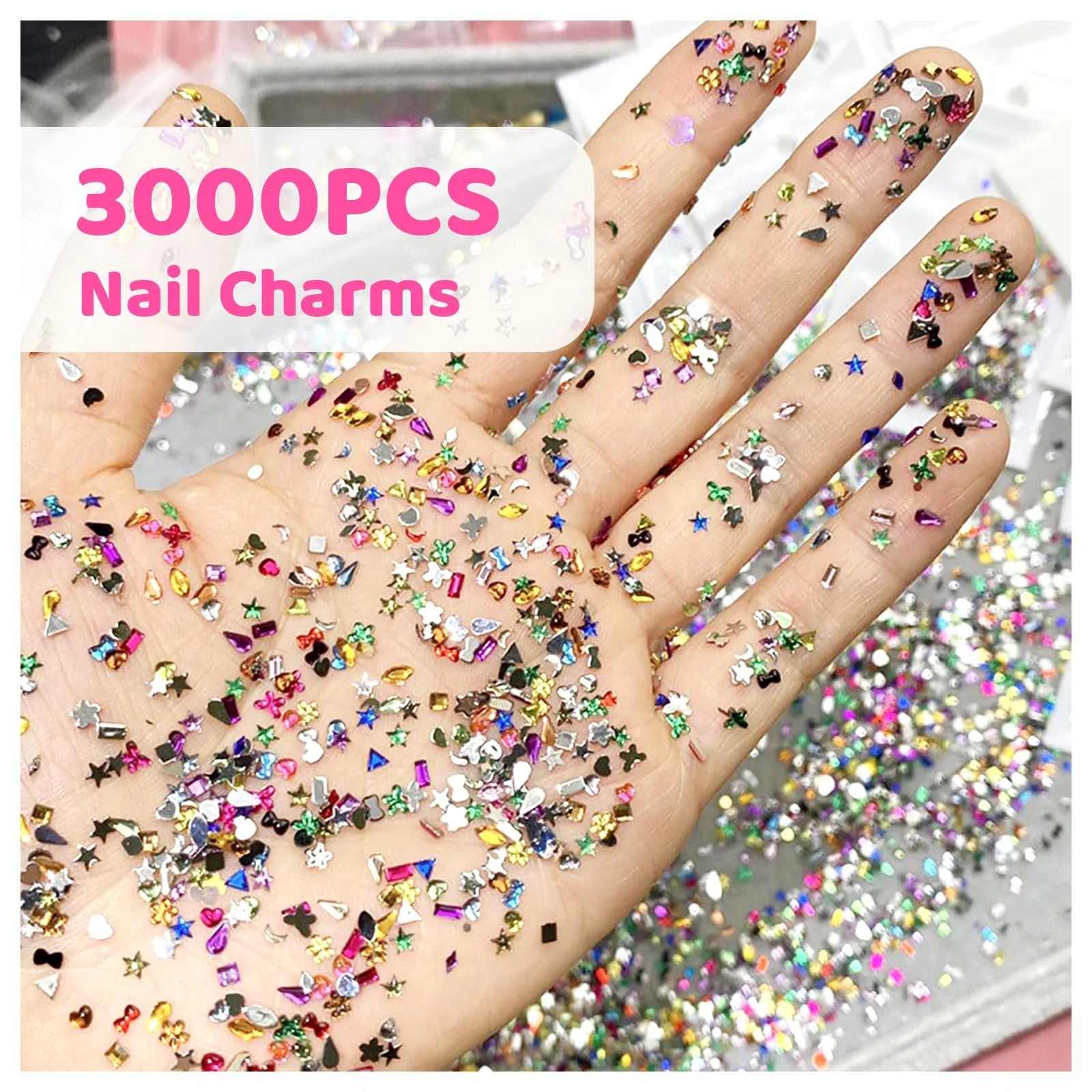 Підвіски для нігтів 3D Стрази Французький стиль Різні форми Кольоровий 3000 шт., фото №2