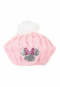 Берет Minnie Mouse Детская С помпоном Зимняя Вязаная Розовый, 54 - Фото 1