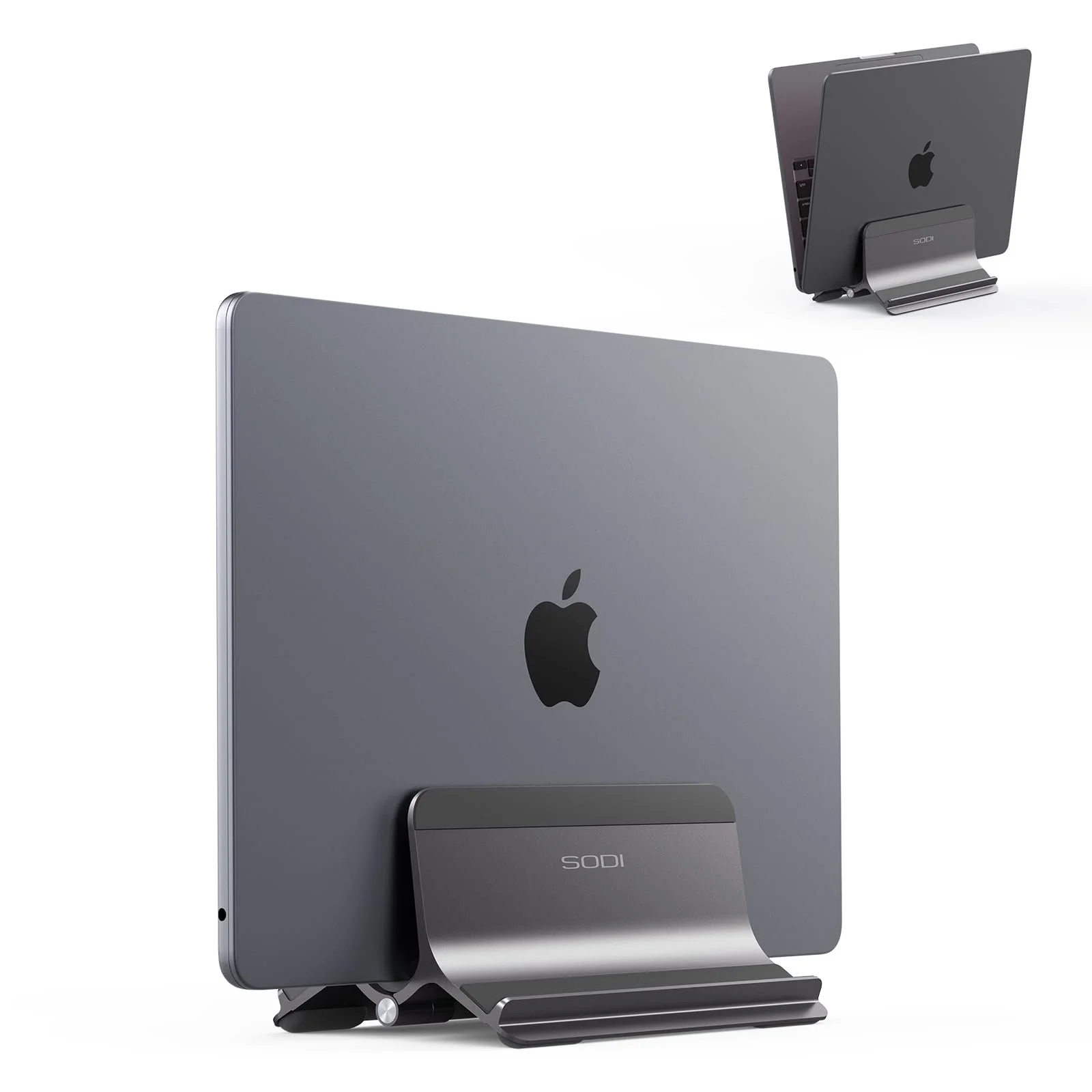Підставка для ноутбука SODI Вертикальна Автоматична Регульована Алюмінієва Сіра Сумісна з MacBook Pro, MacBook Air до 17.3 дюймів, фото №1