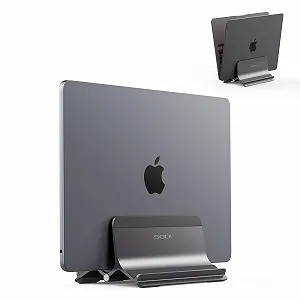 Подставка для ноутбука SODI Вертикальная Автоматическая Регулируемая Алюминиевая Серая Совместима с MacBook Pro, MacBook Air до 17.3 дюймов - Фото 1