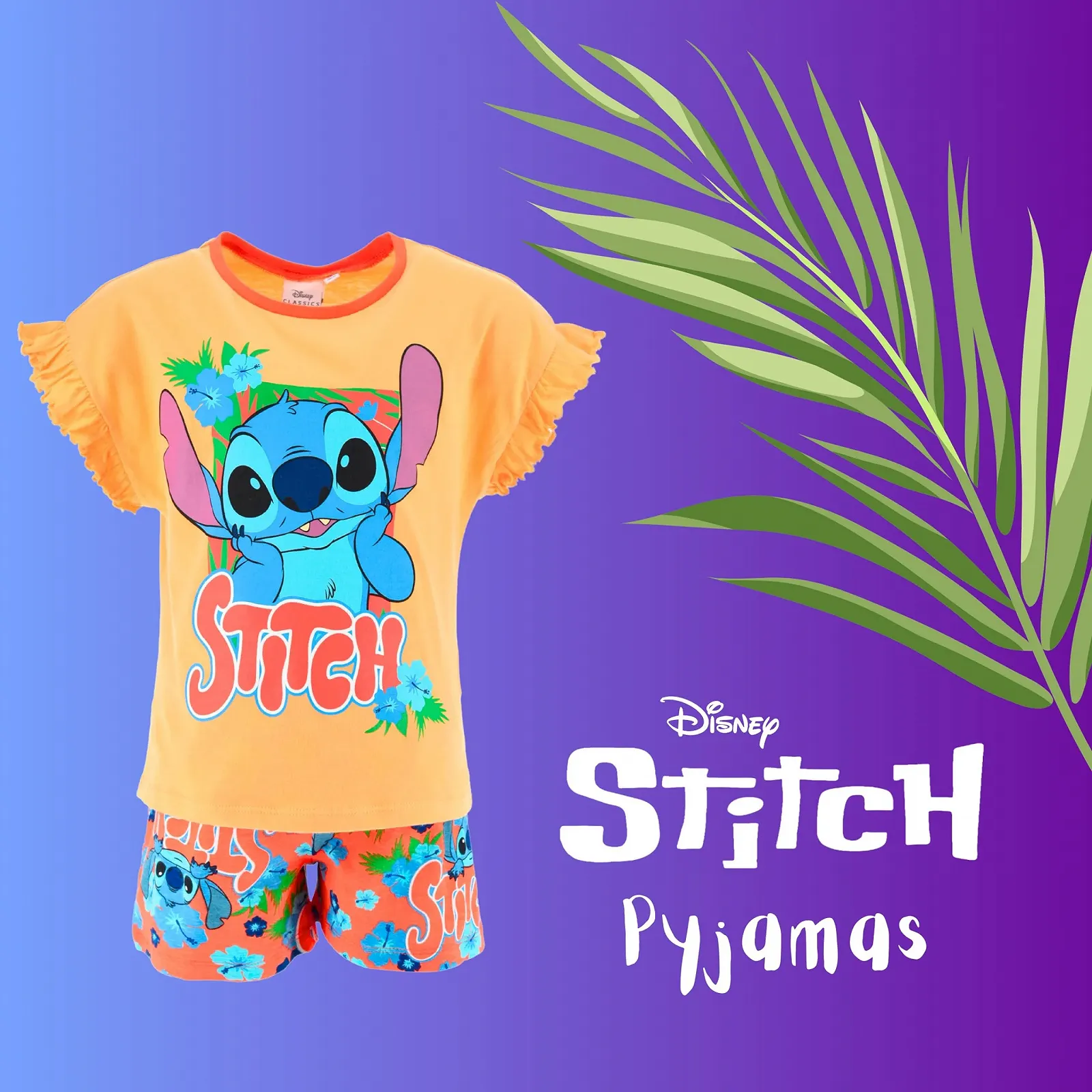 Піжама (футболка та шорти) Disney Stitch Літній набір 'Tropical' Stitch для дівчат, фото №3 Піжама (футболка та шорти) Disney Stitch Літній набір 'Tropical' Stitch для дівчат, фото №3