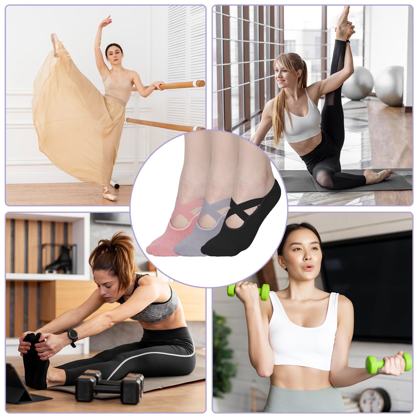 Шкарпетки для пілатесу (3 пари), фото №6