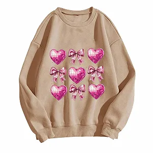 Худи tsaChick Женская Толстовка с принтом ко Дню Святого Валентина, с длинными рукавами и круглым вырезом, Свободный Топ, Худи, Женская Куртка Oversize из флиса, Спортивный костюм, Женская Мягкая Толстовка - Фото 1