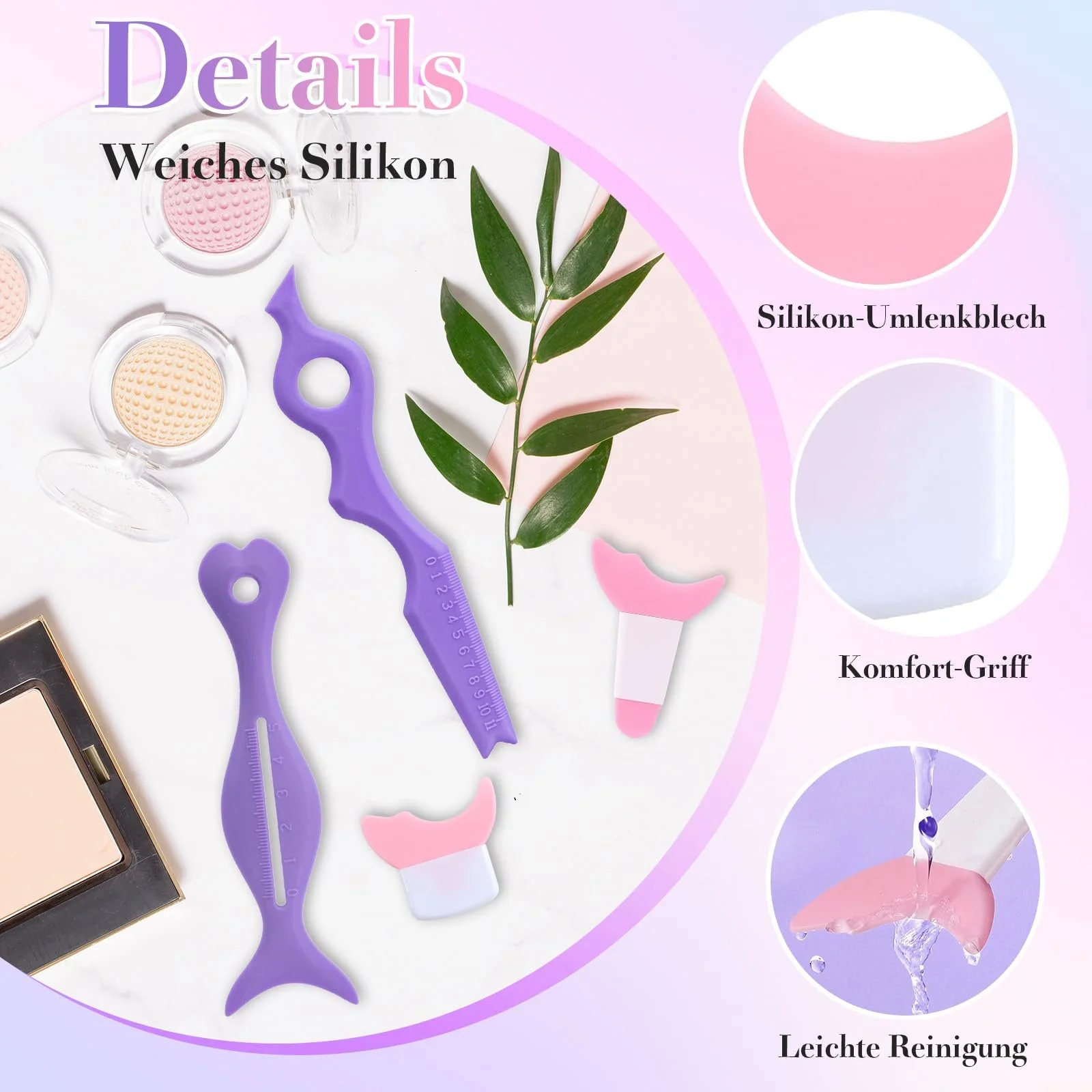 Набір VECOO трафаретів для підводки для початківців Рожевий і фіолетовий, фото №3 Набір VECOO трафаретів для підводки для початківців Рожевий і фіолетовий, фото №3