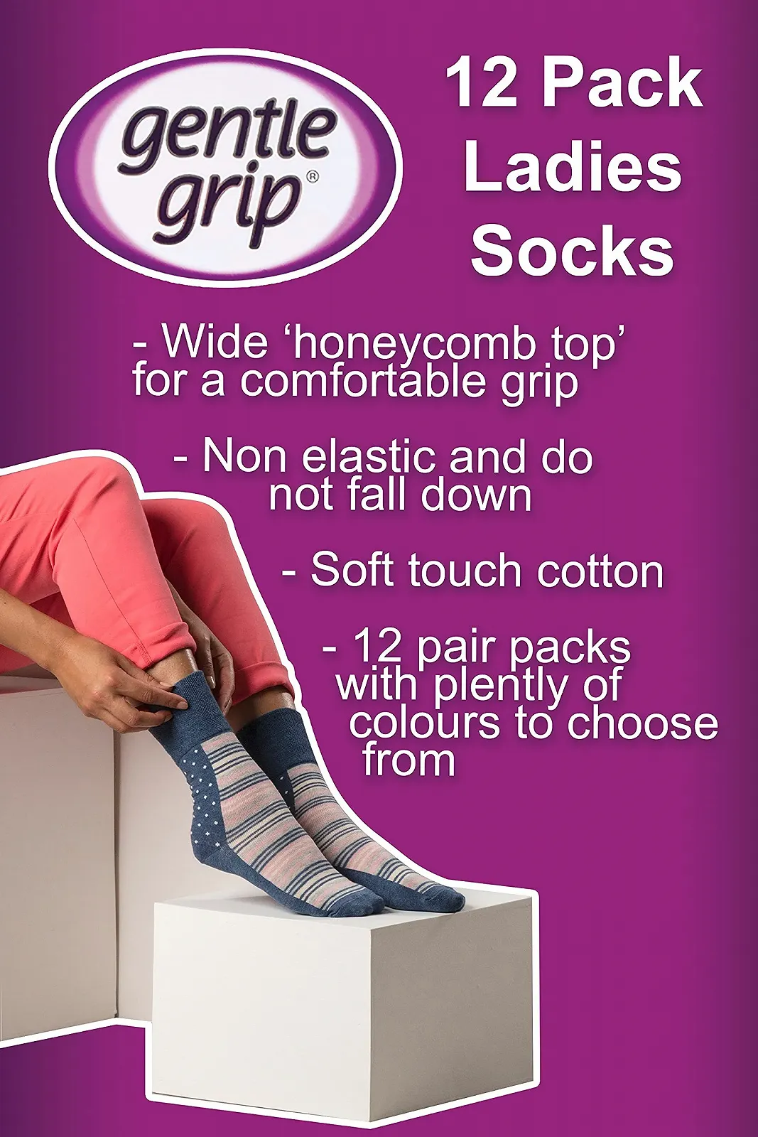 Шкарпетки жіночі з візерунком, широкою гумкою, 12 пар (GG32), фото №5 Шкарпетки жіночі з візерунком, широкою гумкою, 12 пар (GG32), фото №5