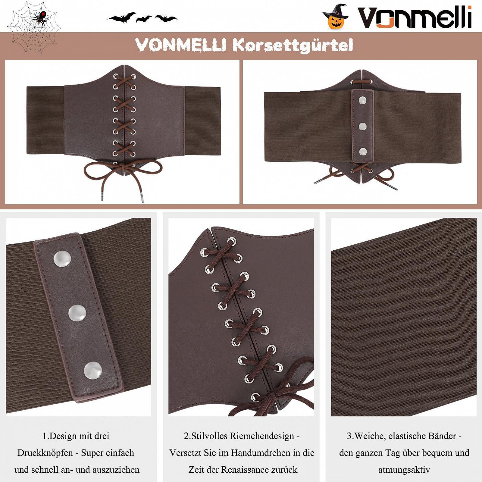 Женский эластичный пояс-корсет VONMELLI на шнуровке, широкий пояс-васп, эластичный пояс для костюма на Хэллоуин Кофейный XL, кофейный, фото №6