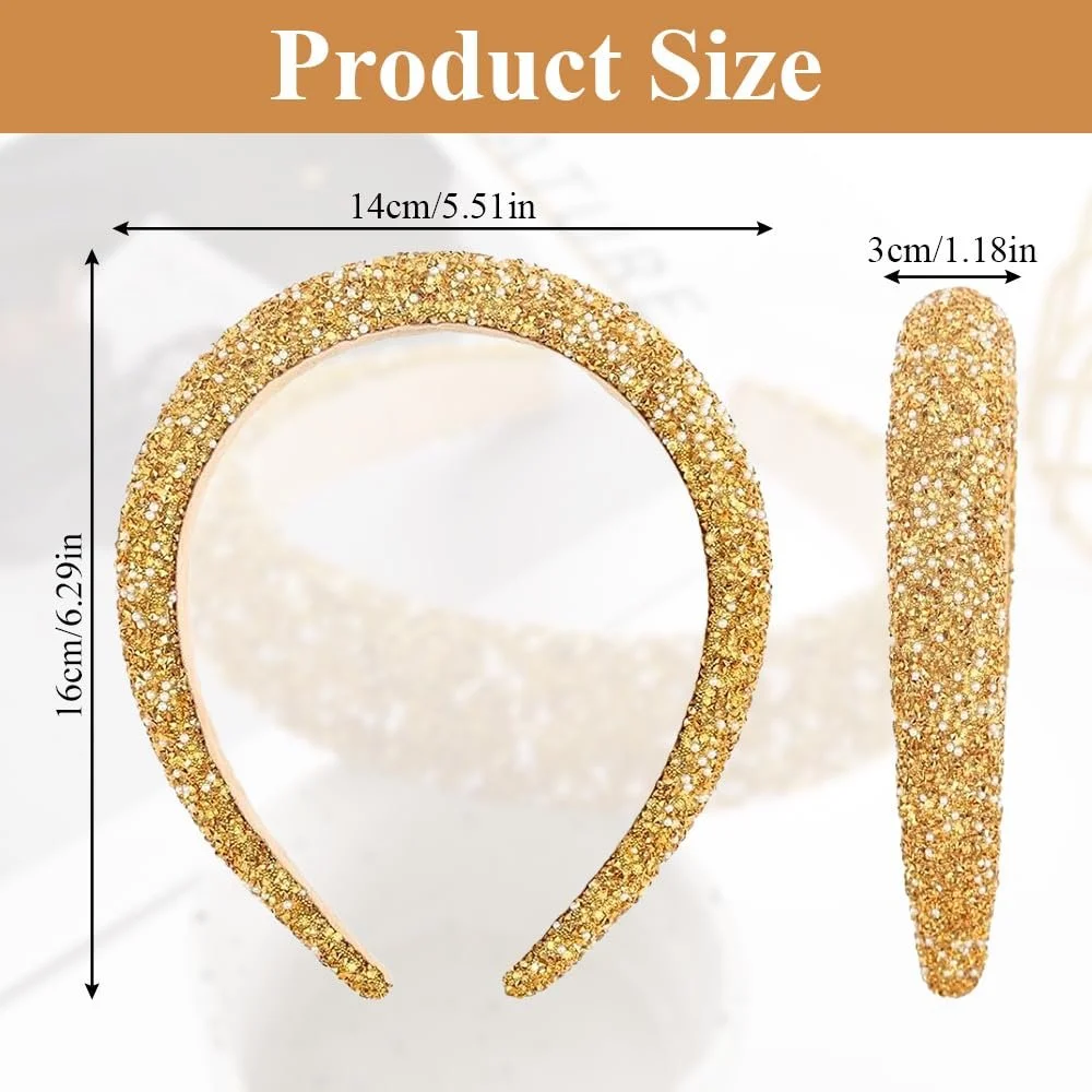 Набір з 2 жіночих обручів на голову Glitter Beads Rhinestones Bling, фото №2