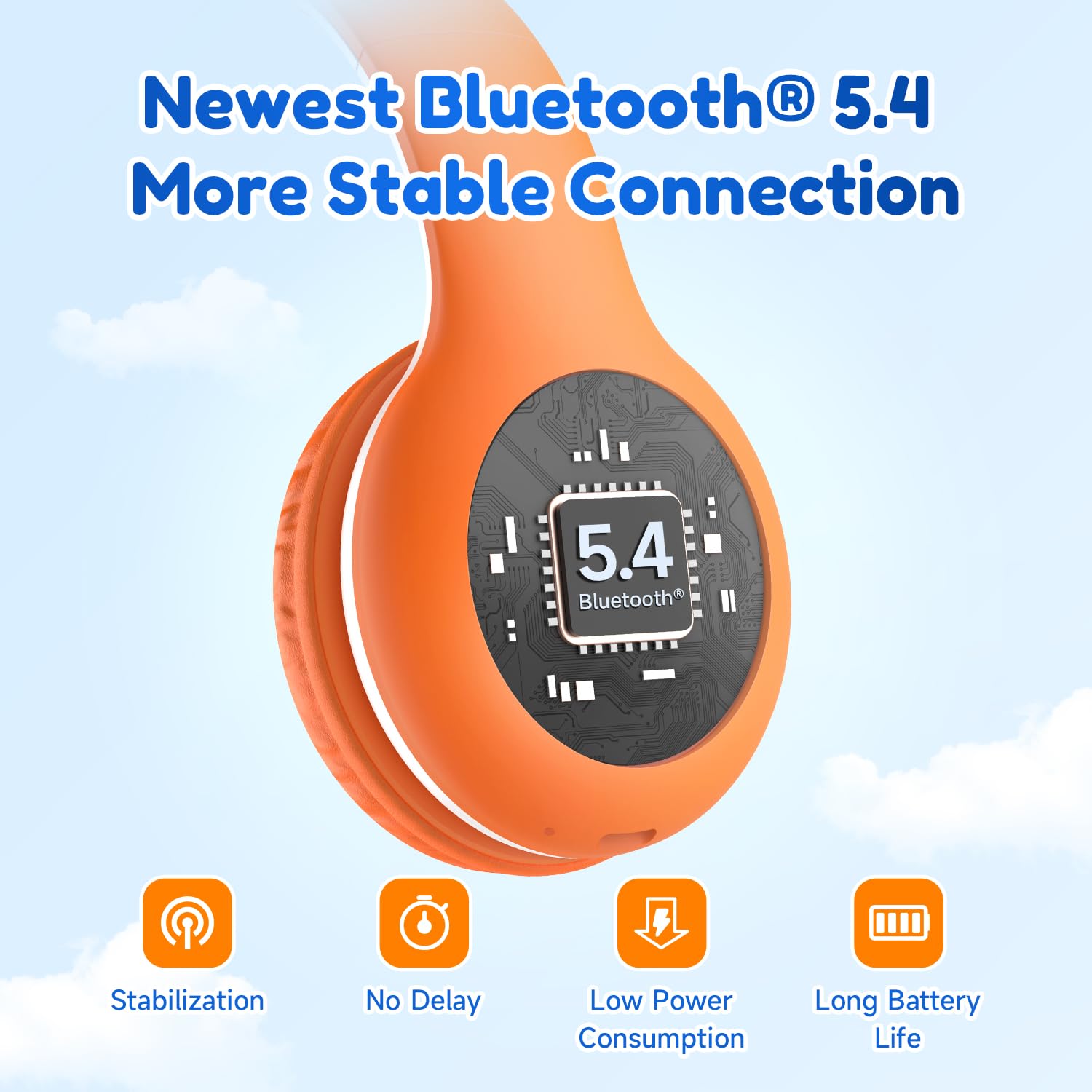 Наушники Bluetooth EarFun Children's 85/94 dB Оранжевые, фото №4