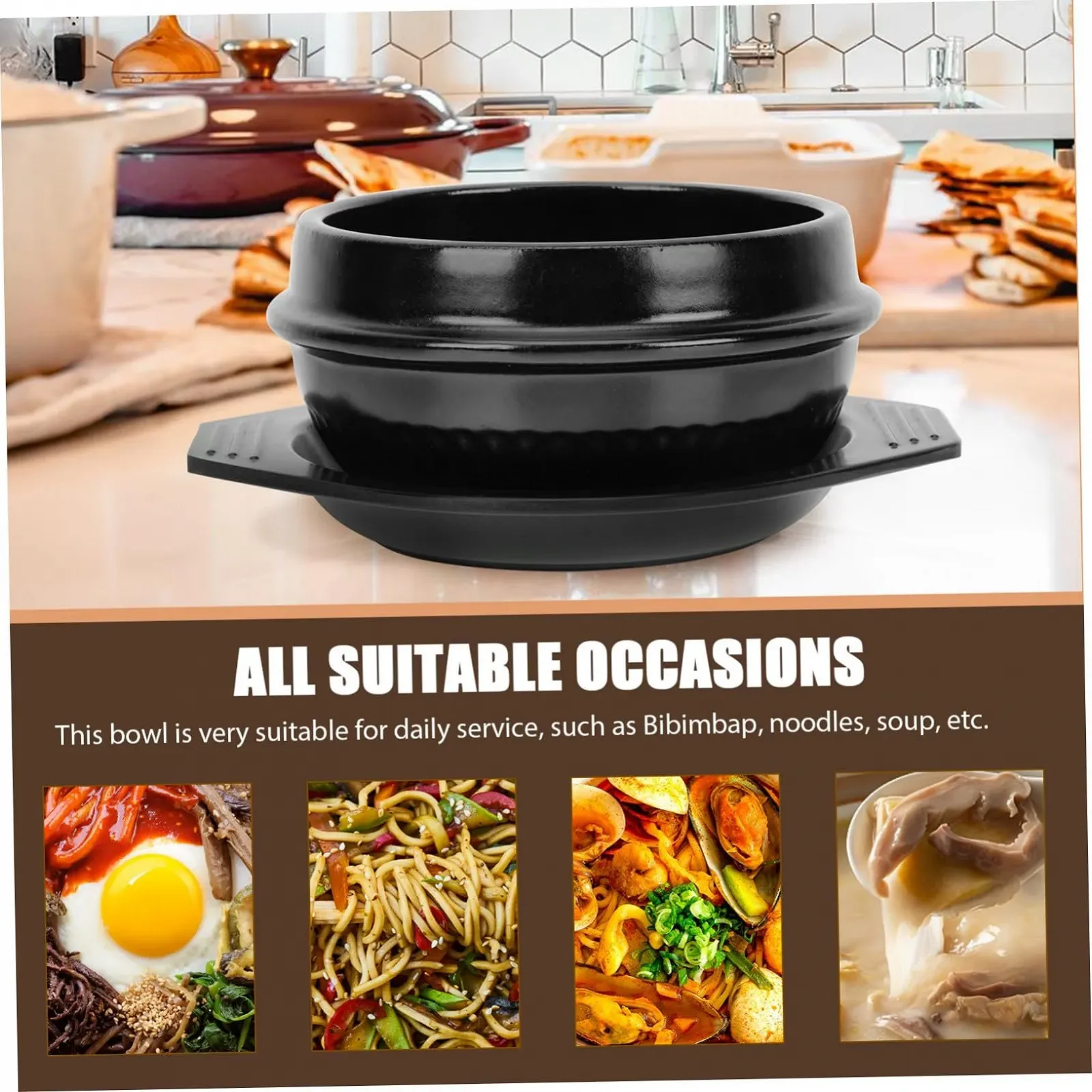 Горщик керамічний BESPORTBLE Термостійкий Кислото- та лугостійкий з піддоном, фото №2