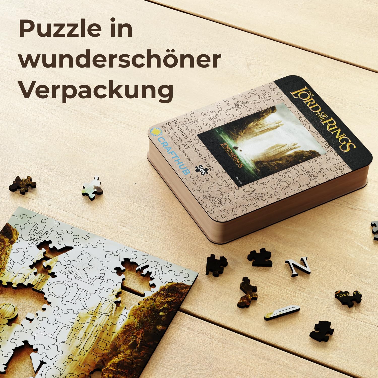 Деревянный пазл Crafthub Premium The Lord of The Rings The Gates of Argonath A3 205 деталей UV-печать 36.5 см x 27.3 см, фото №6