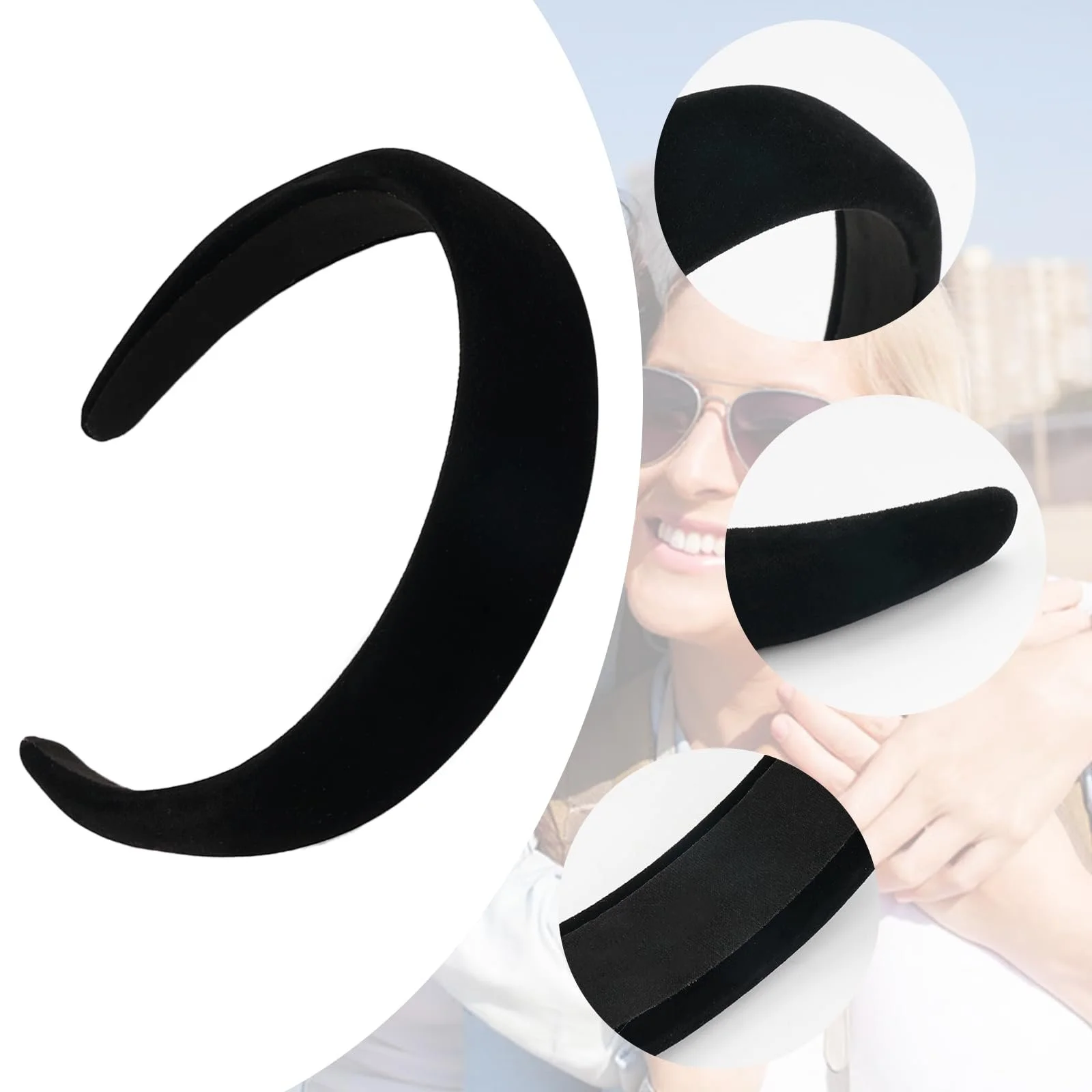 Набір з 3 широких оксамитових обручів на голову для жінок, фото №4