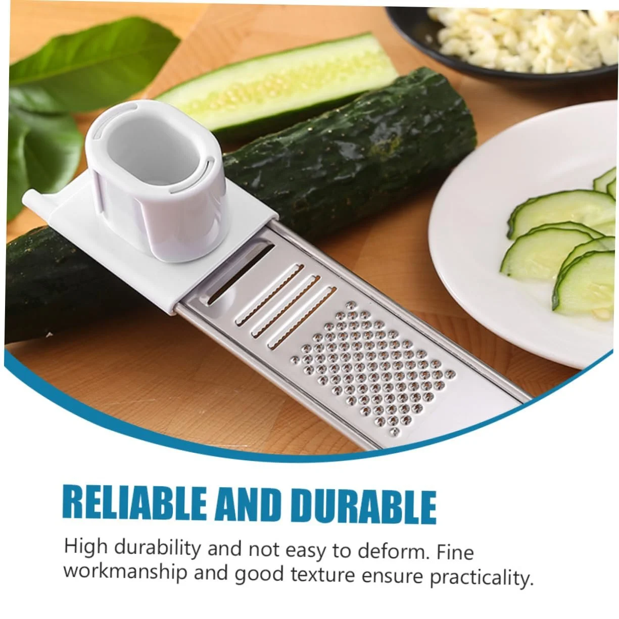 Ручна терка VALICLUD з нержавіючої сталі для овочів, сиру з захистом для рук, фото №3