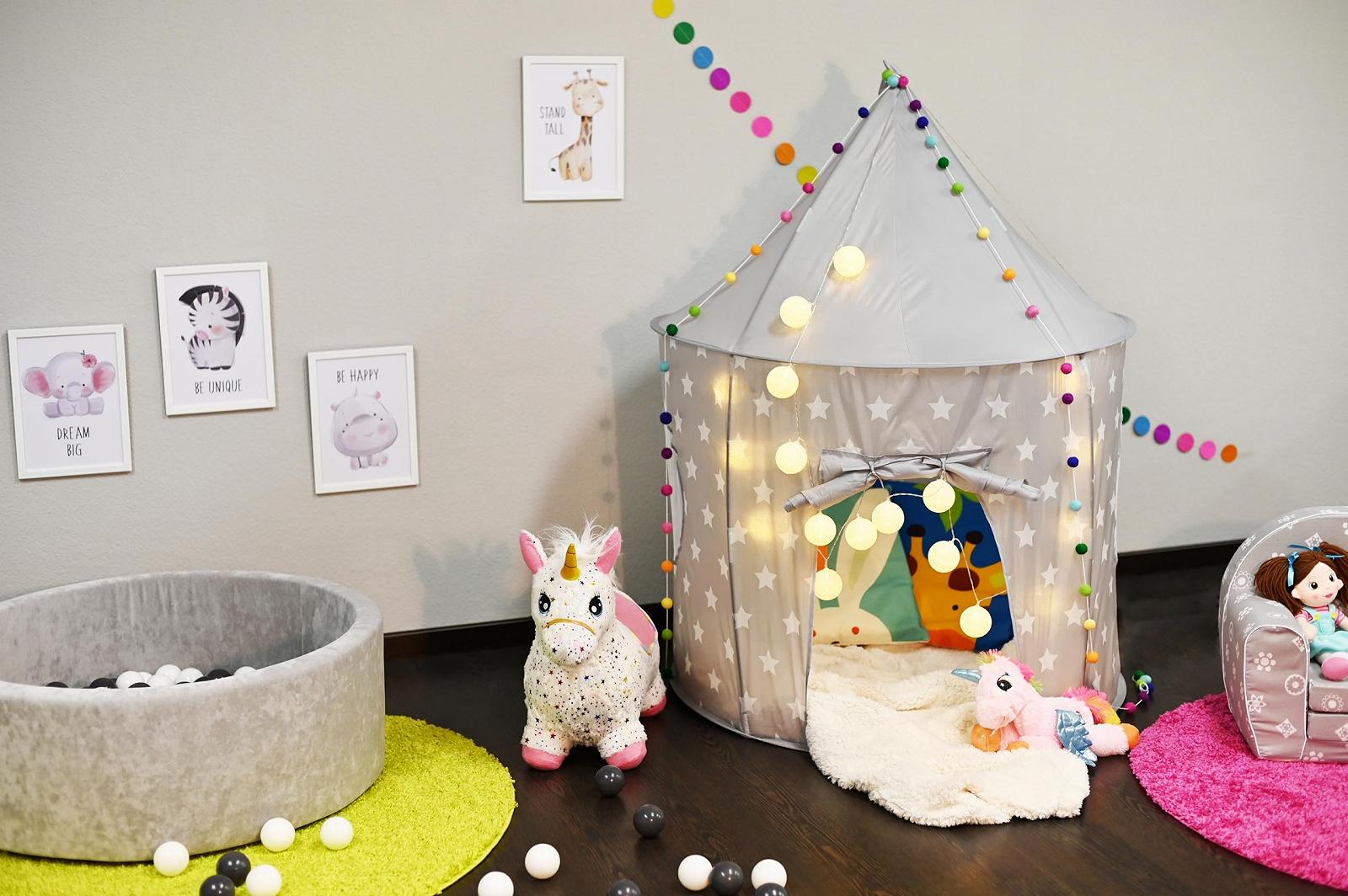 Палатка для игр Knorrtoys Stars 55541 серая с белым, фото №6