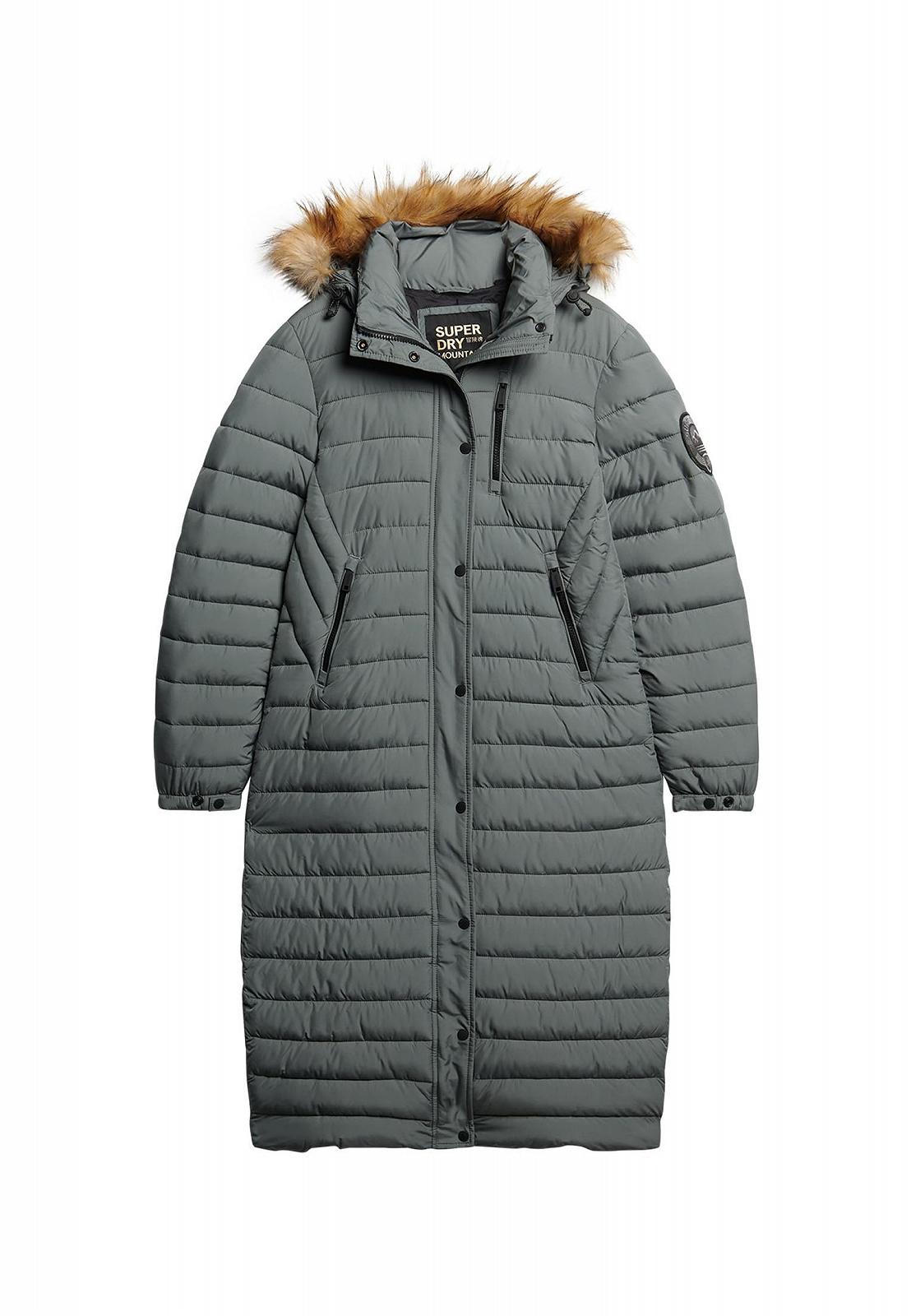 Куртка пуховая с капюшоном Superdry Fuji женская длинная, фото №1