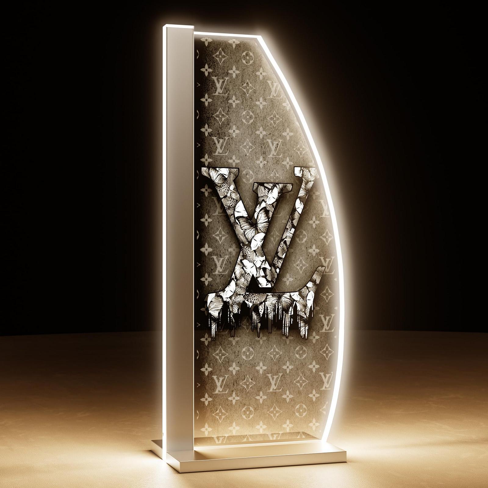 Настільна лампа Louis the Styler Sail LED скляна з гравіюванням Pop Art Banksy Сріблястий, фото №1