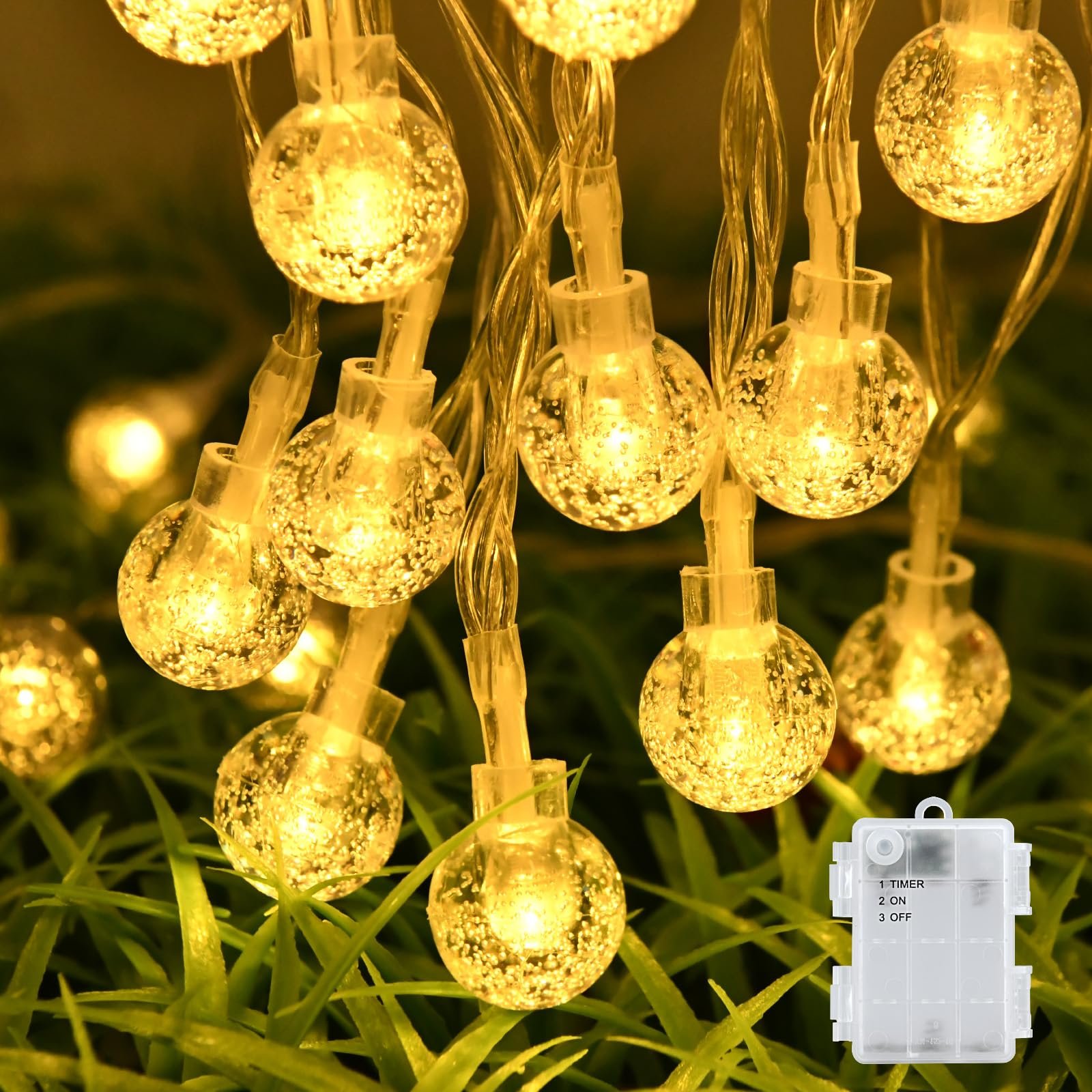 Гірлянда Dalugo, казкові вогні, 6 м, 40 LED, кришталева куля, теплий білий, фото №1