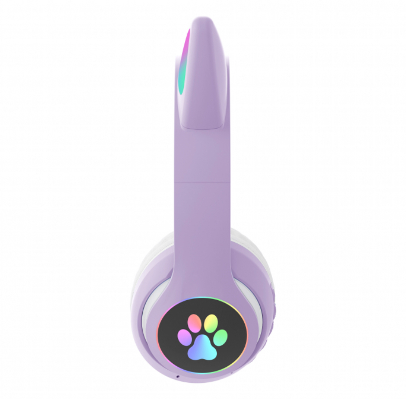 Беспроводные Bluetooth наушники с ушками Cat Ear VZV-23M/ 7805 LED Фиолетовые, фото №3