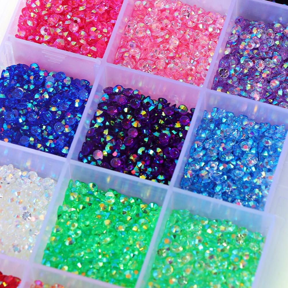 Стразы для ногтей Плоские для макияжа лица разноцветные Камни для ногтей с коробкой для хранения для изготовления ювелирных изделий 3 мм, около 15000 шт, фото №5