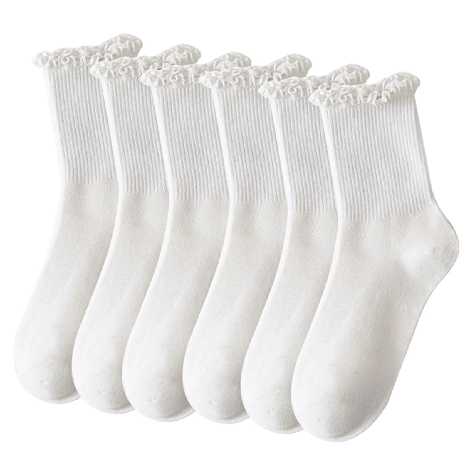 Носки с рюшами Белые 6 пар, фото №1 Носки с рюшами Белые 6 пар, фото №1