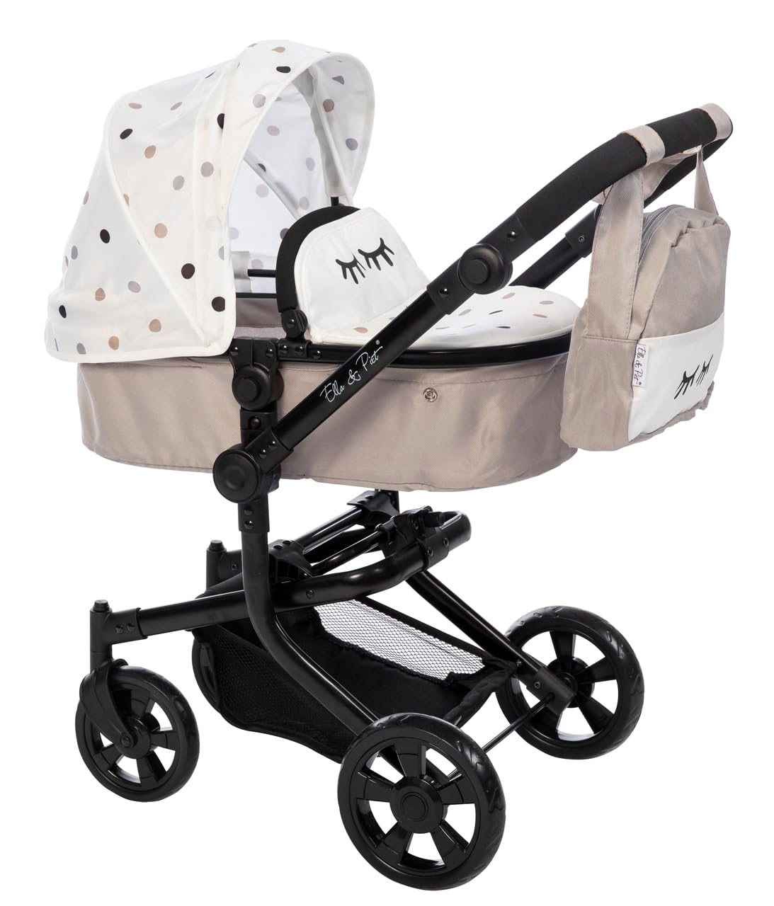 Коляска для кукол Ella & Piet MOOVE4 с сумкой для смены 2-в-1 Черный Белый Mud, фото №2